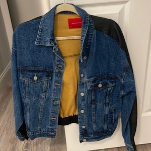 jean jacket with leather back